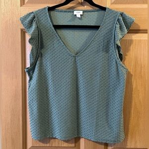 J Crew Flutter Sleeve Clip-Dot Top
